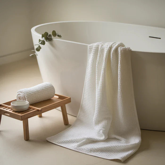 Egyptian Cotton Waffle Bath Towels - Black - 5 piece set