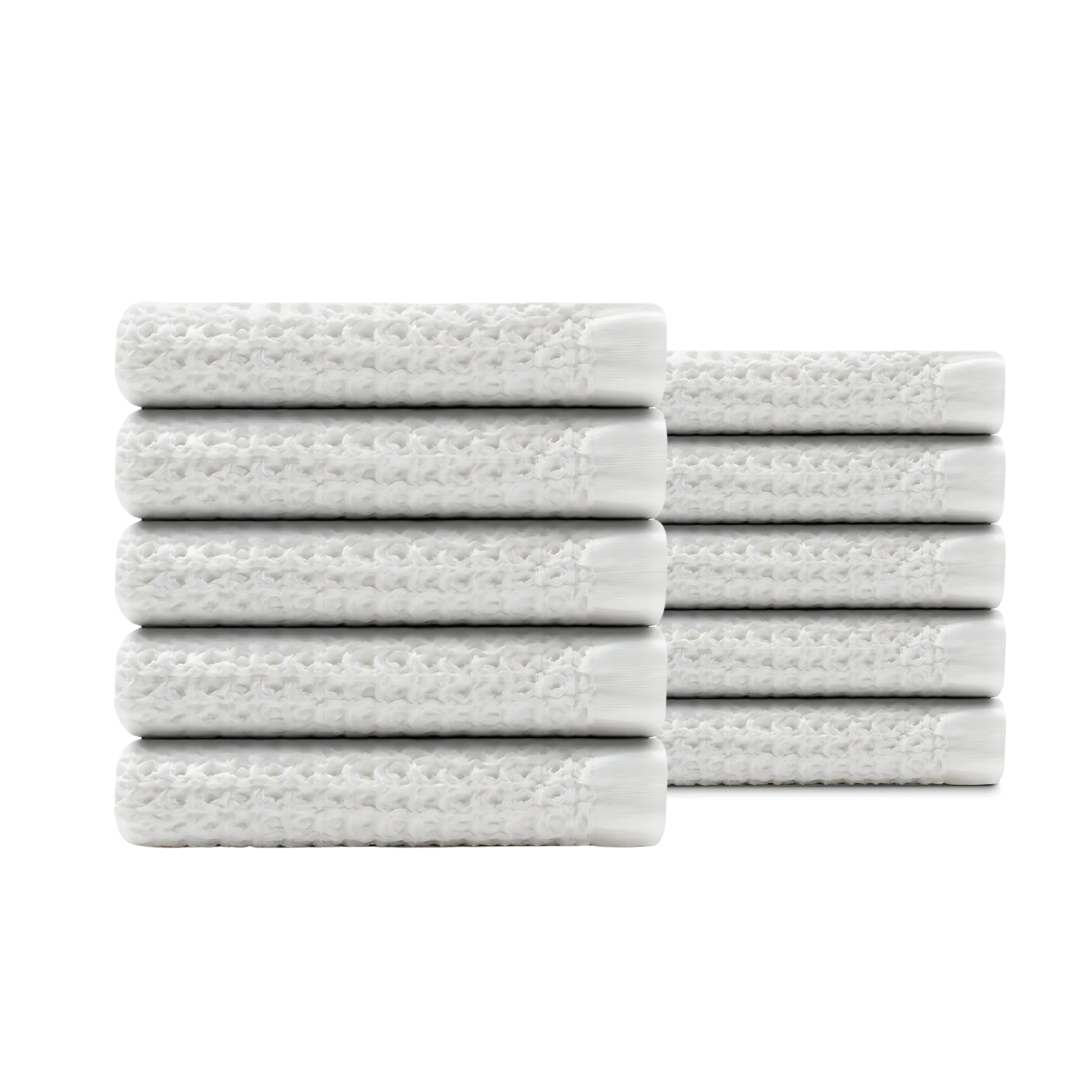 Egyptian Cotton Waffle Hand Towels 10pcs - Pure White