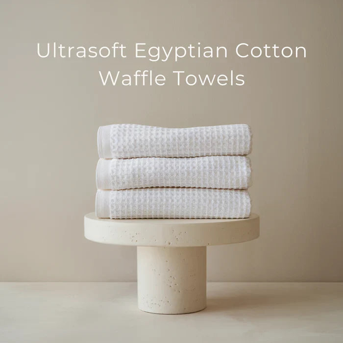 Egyptian Cotton Waffle Bath Towels 5pcs - Pure White